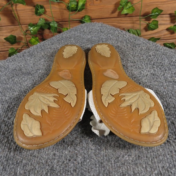Born Mai Womens 6 White Leather Floral Slide Flat Comfort Sandals Casual Summer - Picture 6 of 6